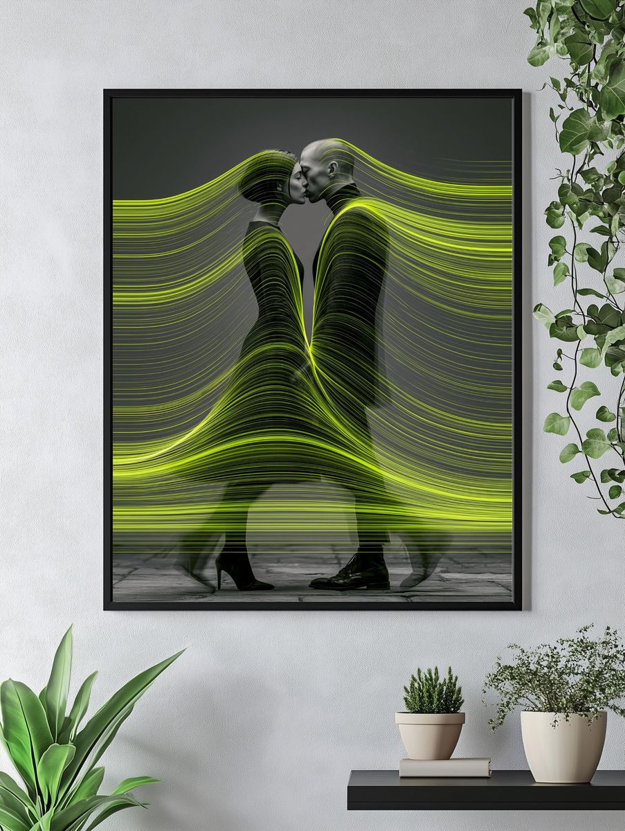 Neon Kiss Fashion Photography Poster. — room view 4