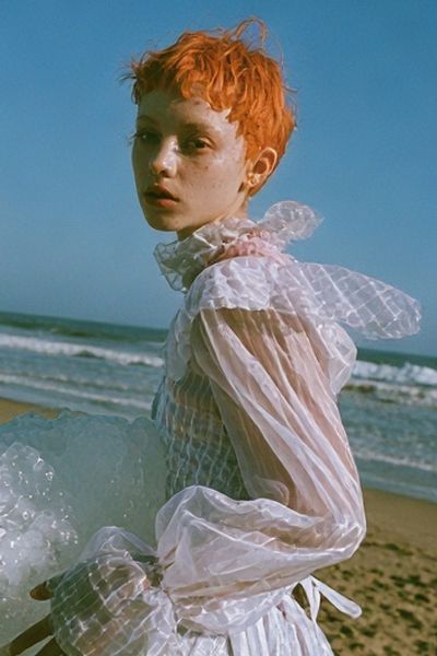 Red-Haired Beach Portrait Photography Poster. poster