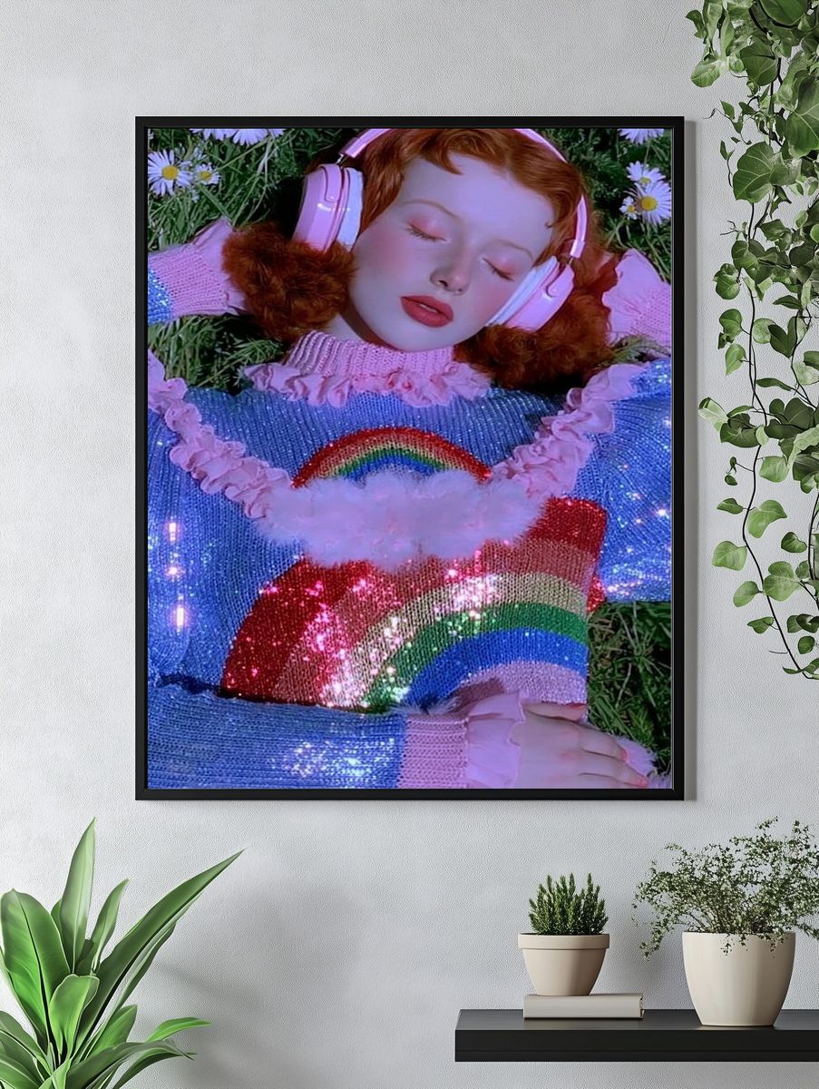 Dreamy Rainbow Girl Photography Poster. — room view 4