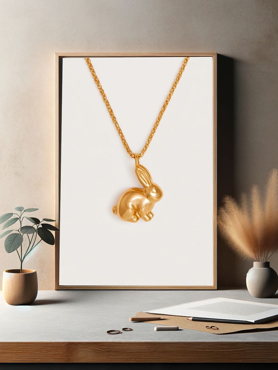 Golden Rabbit Pendant Photography Print. — room view 2