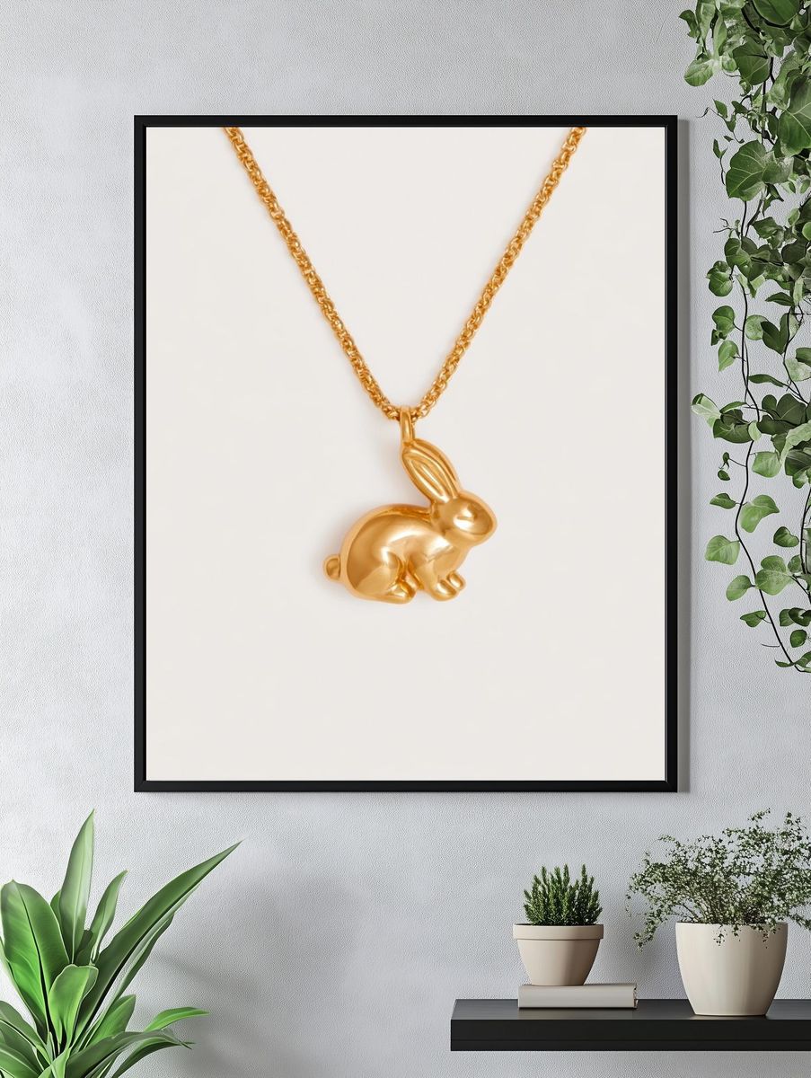 Golden Rabbit Pendant Photography Print. — room view 4
