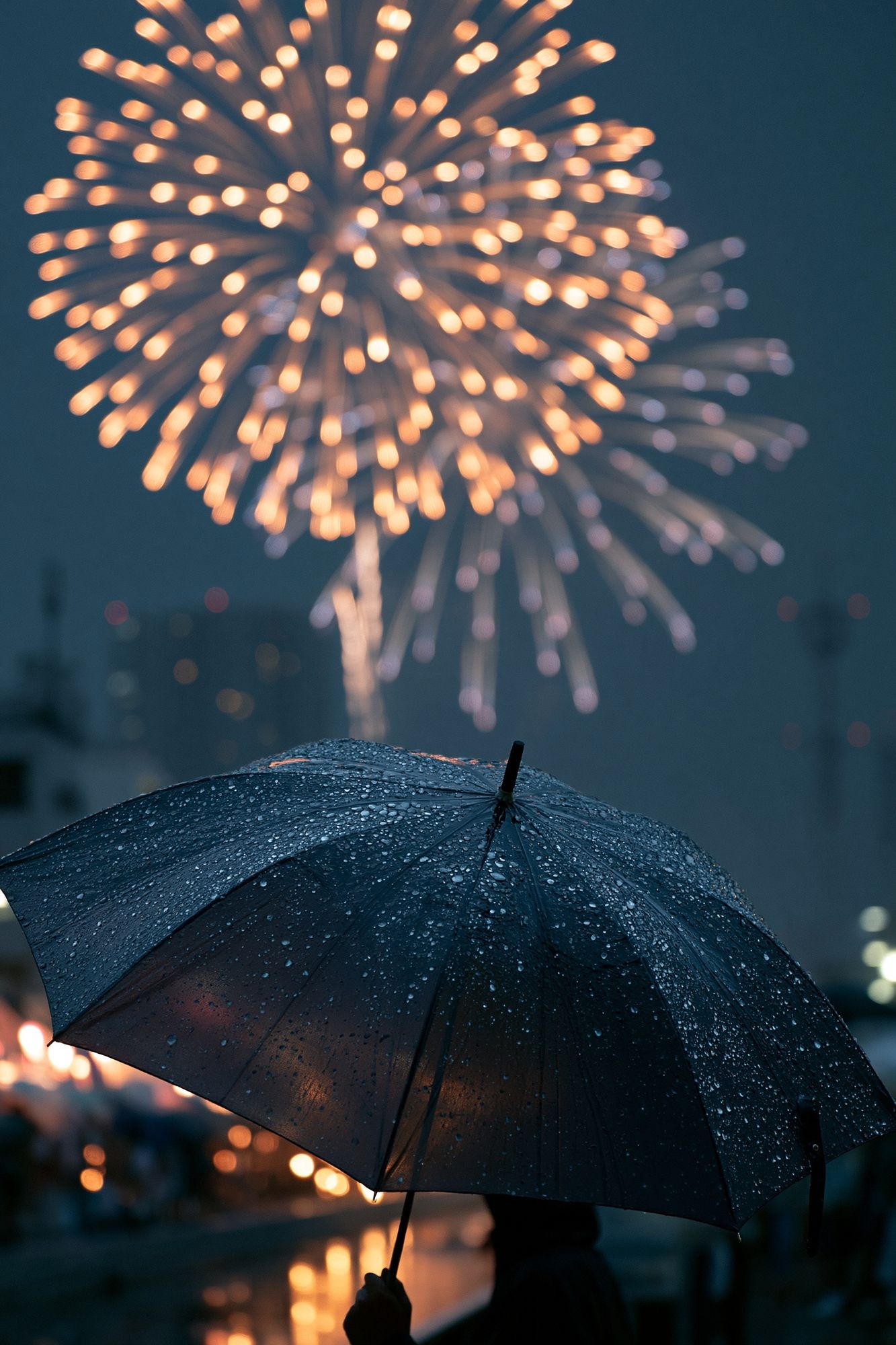 Rainy Fireworks Photography Poster. poster detail