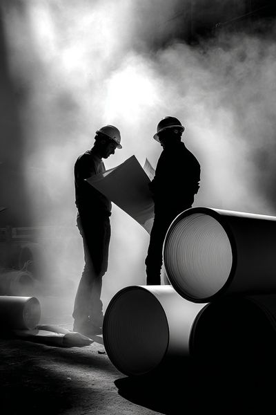 Industrial Workers in Smoke Photography Poster. poster