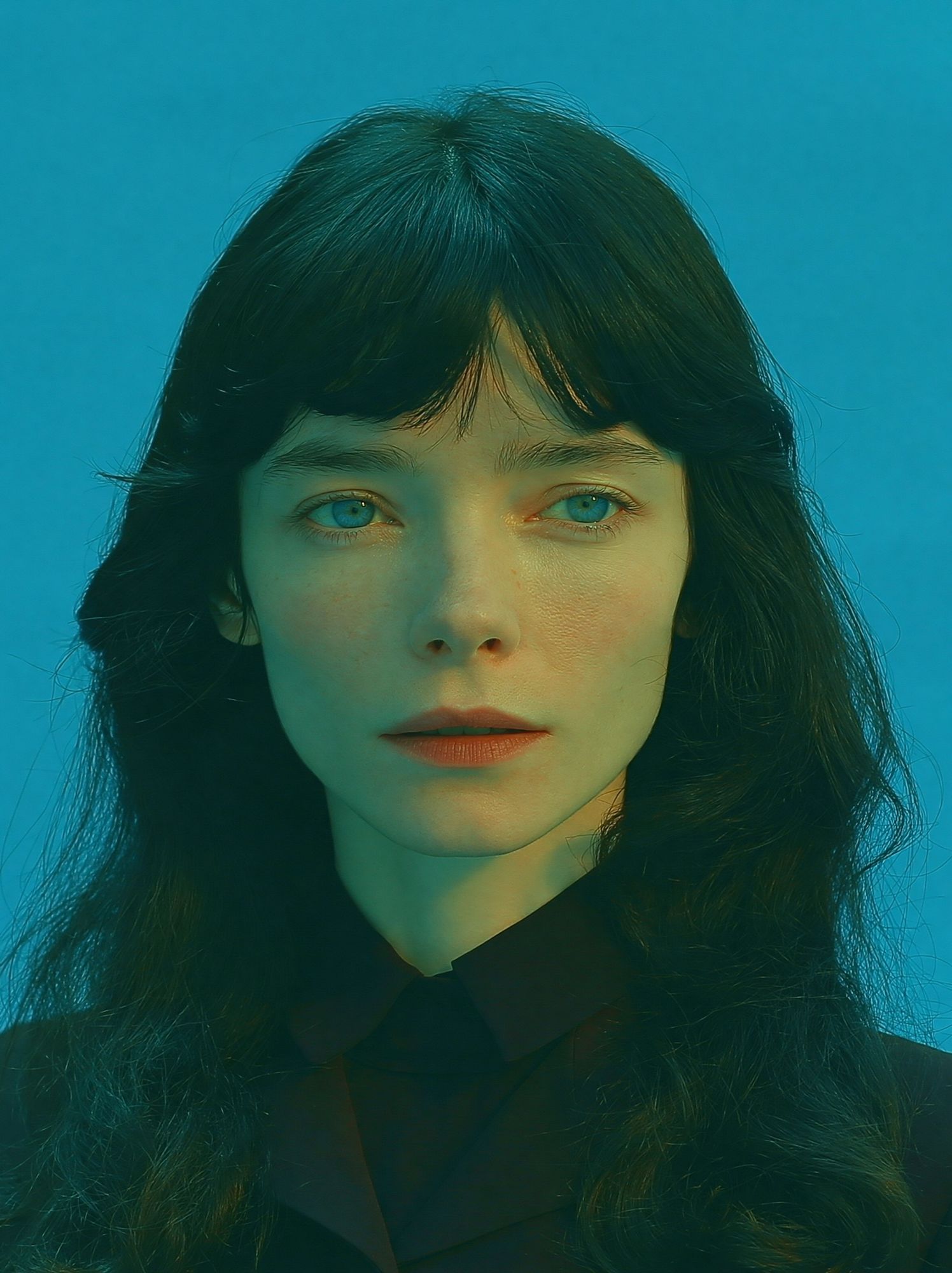 Blue-Hued Portrait Photography Poster. poster detail