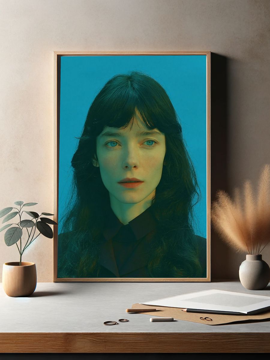 Blue-Hued Portrait Photography Poster. — room view 2
