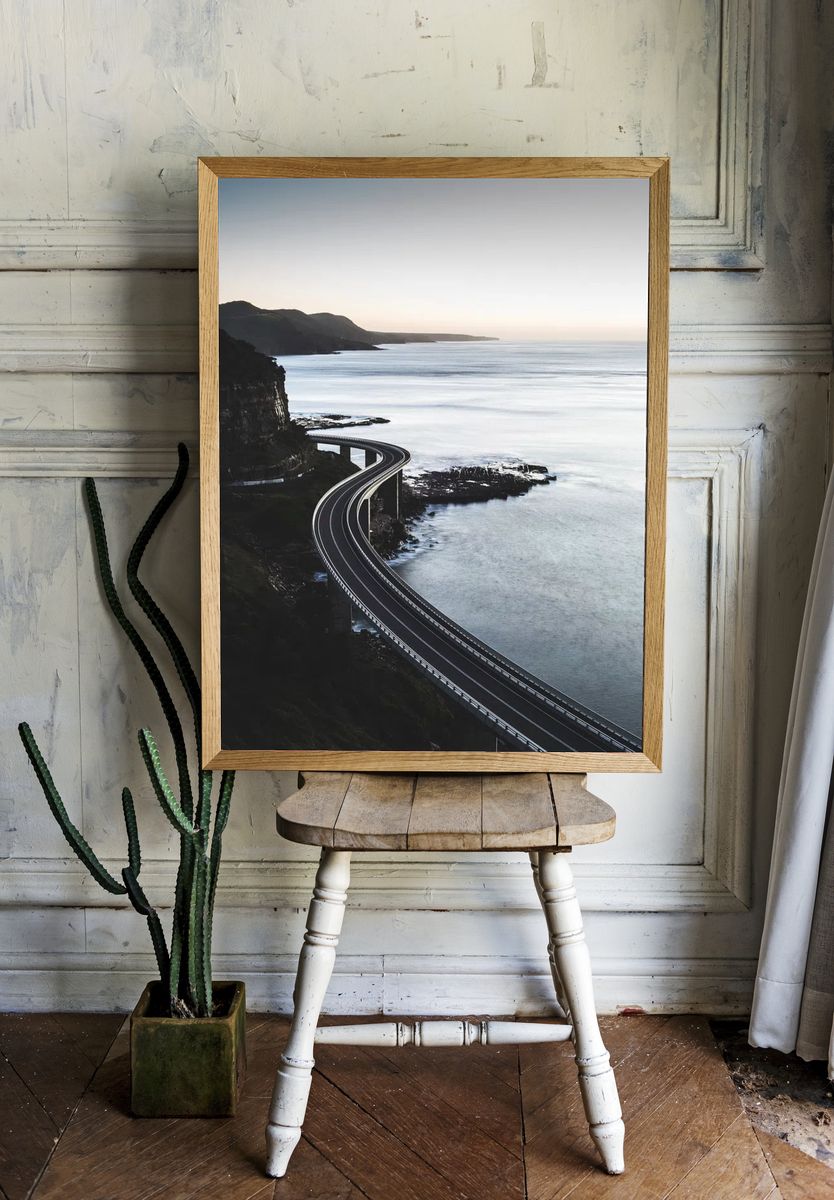 long elevated road along seashore. room preview