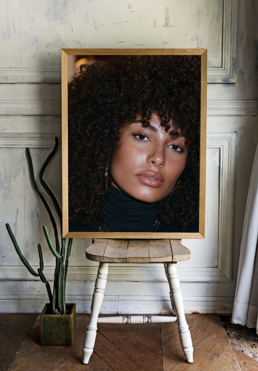 Curly Portrait Photography Poster. room preview