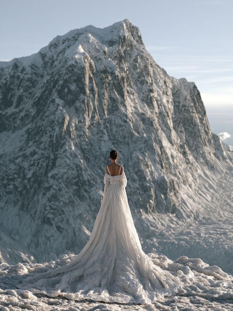 Snowy Mountain Bride Photography Poster. poster detail
