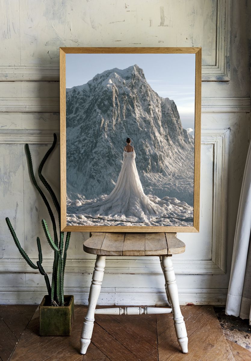 Snowy Mountain Bride Photography Poster. — room view 1