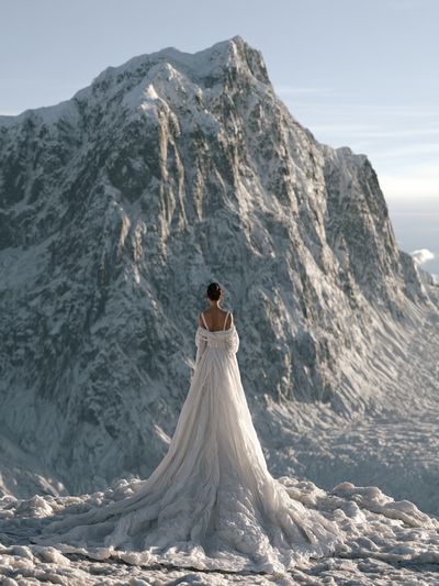 Snowy Mountain Bride Photography Poster. poster