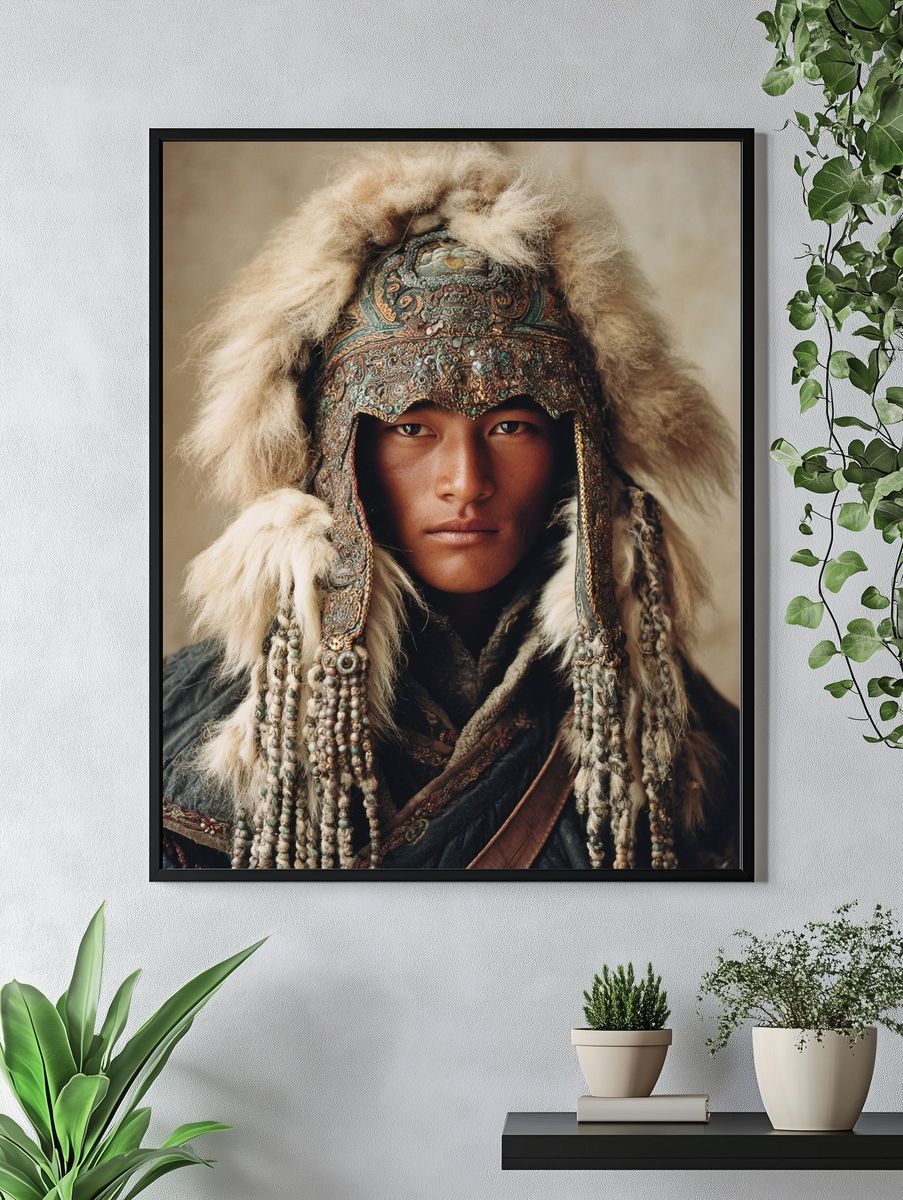 Mongolian Warrior Portrait Print. — room view 4
