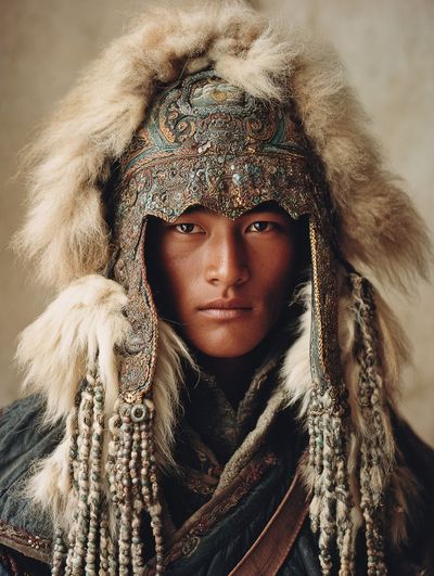 Mongolian Warrior Portrait Print.
