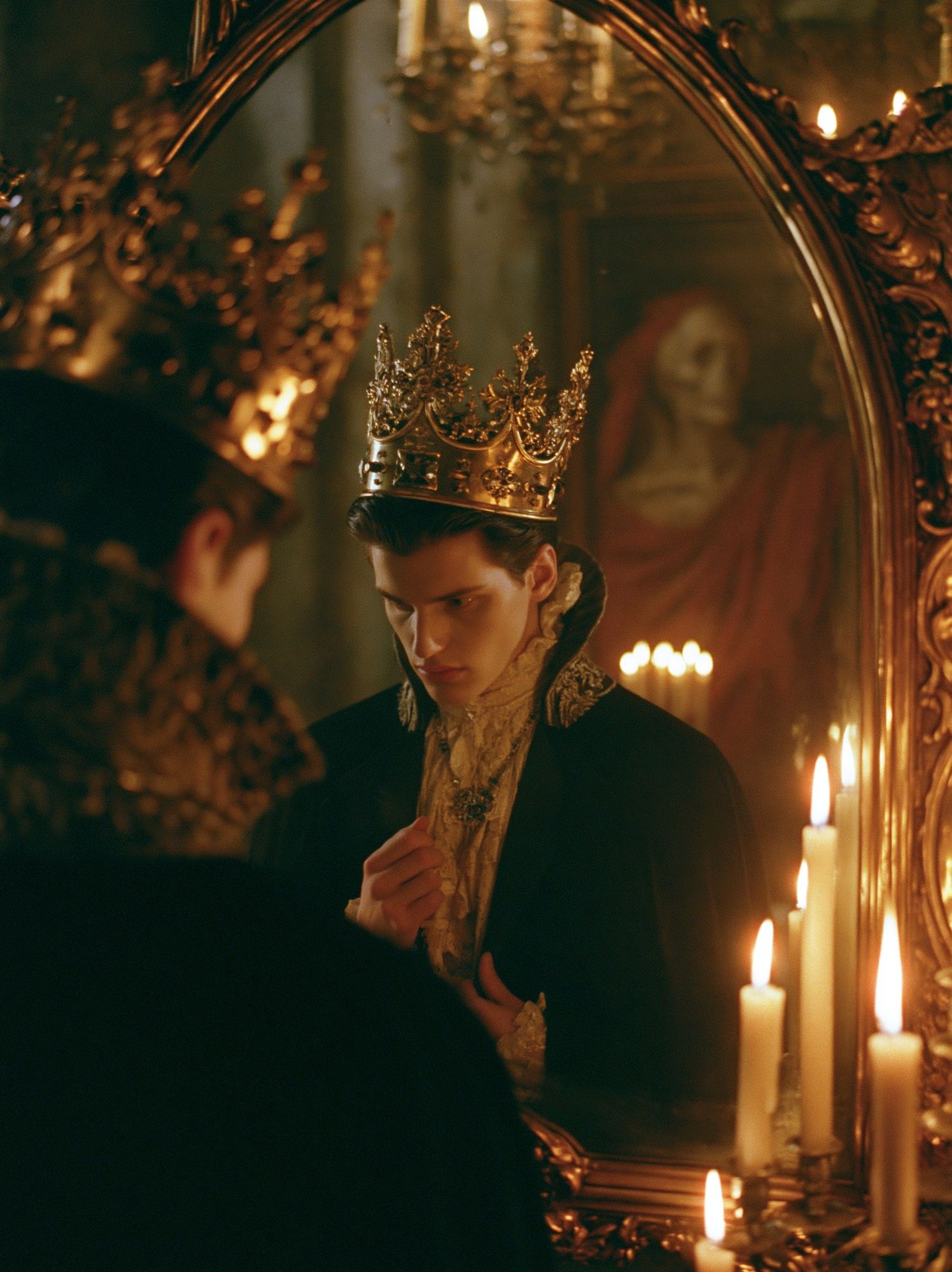 Crowned Portrait in Gilded Mirror Poster. poster — photography art