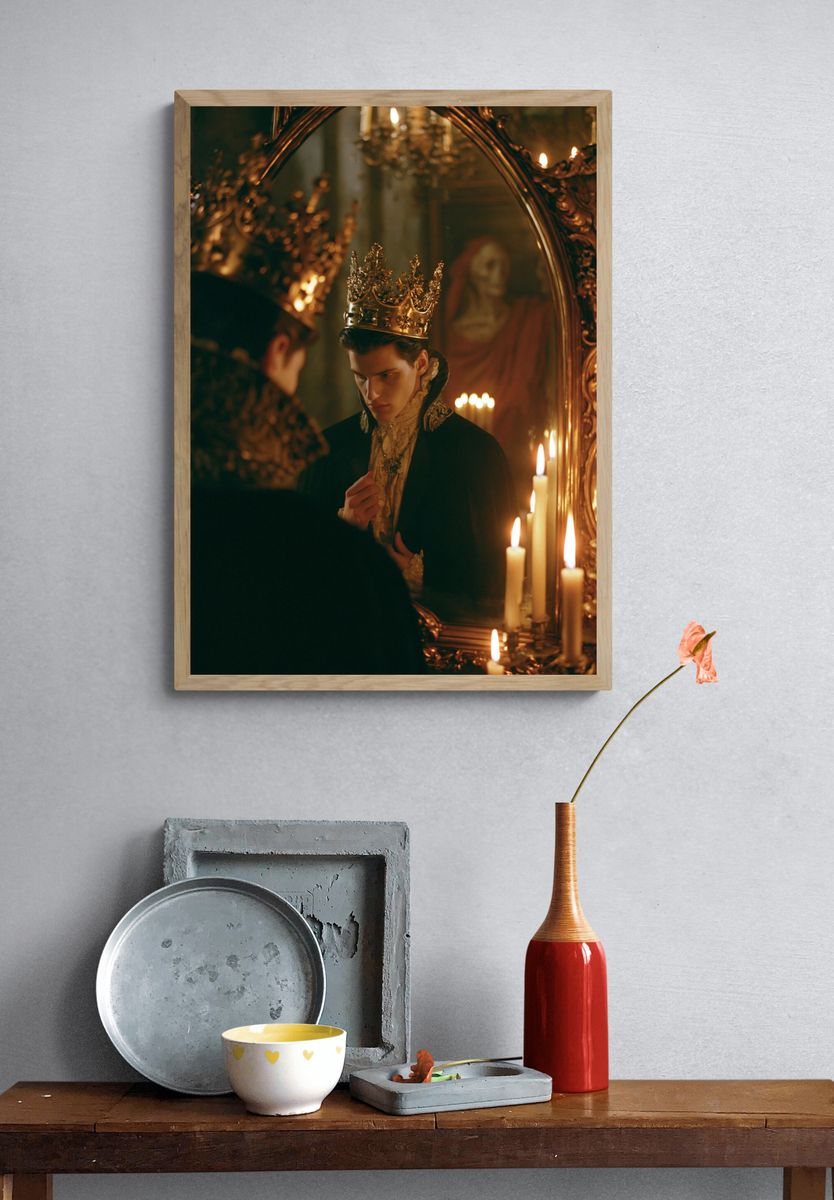 Crowned Portrait in Gilded Mirror Poster. — room view 3