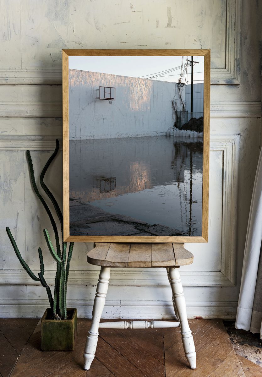 Flooded Basketball Court Photography Poster. room preview
