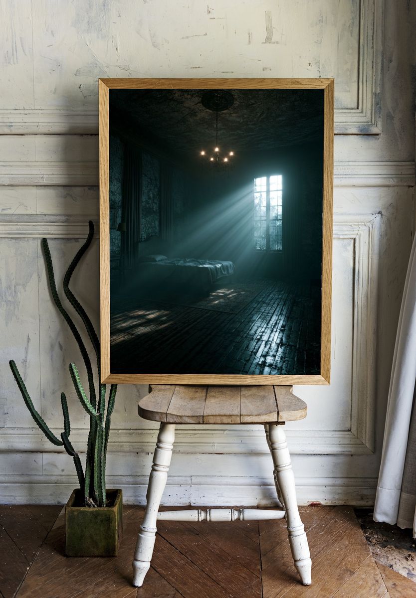 Haunted Bedroom Light Beam Poster. room preview