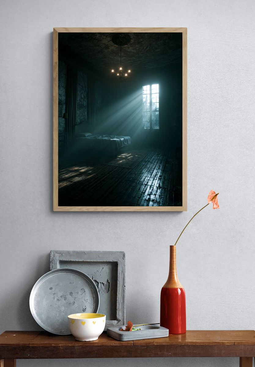 Haunted Bedroom Light Beam Poster. — room view 3