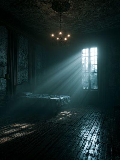Haunted Bedroom Light Beam Poster.