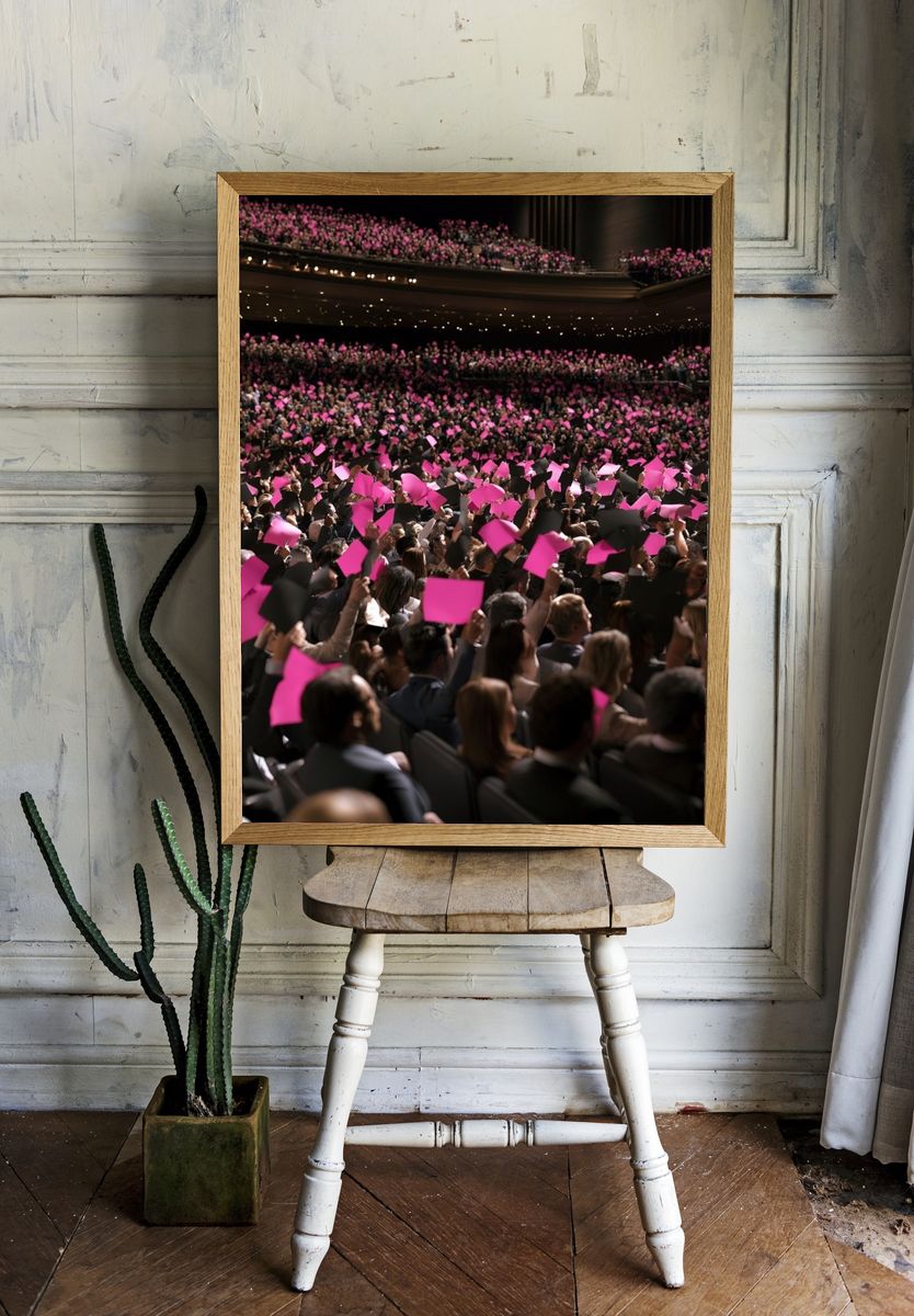 Pink Crowd Rally Photography Poster. room preview