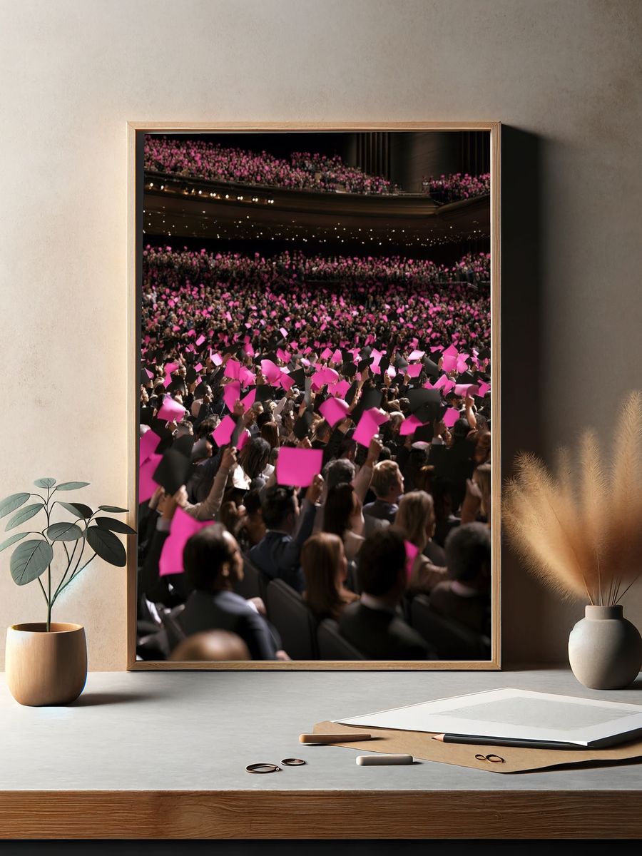 Pink Crowd Rally Photography Poster. — room view 2