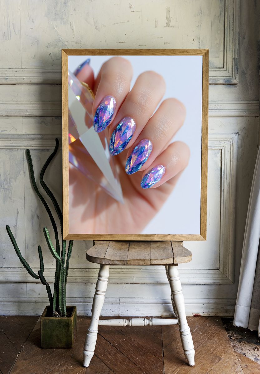 Iridescent Crystal Nails Photography Poster. room preview
