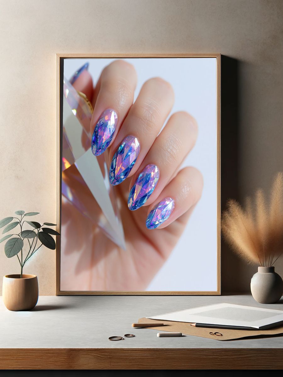 Iridescent Crystal Nails Photography Poster. — room view 2