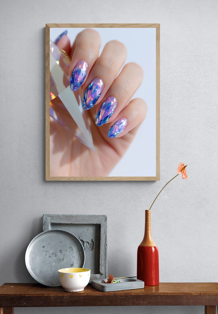 Iridescent Crystal Nails Photography Poster. — room view 3