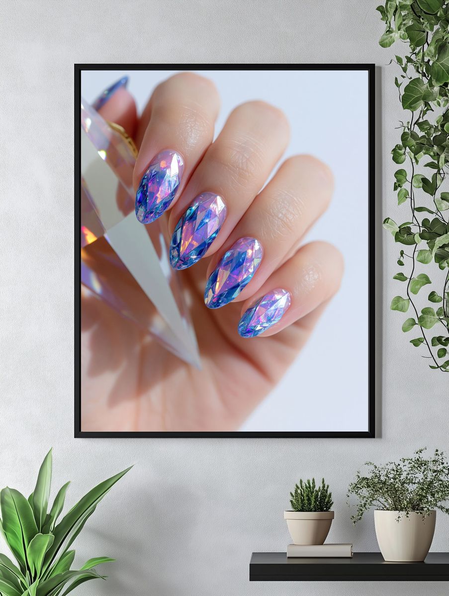 Iridescent Crystal Nails Photography Poster. — room view 4