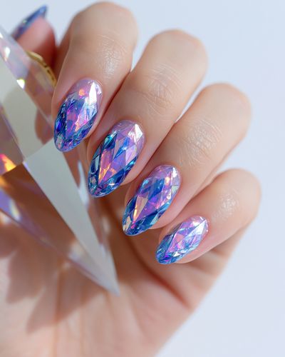 Iridescent Crystal Nails Photography Poster.
