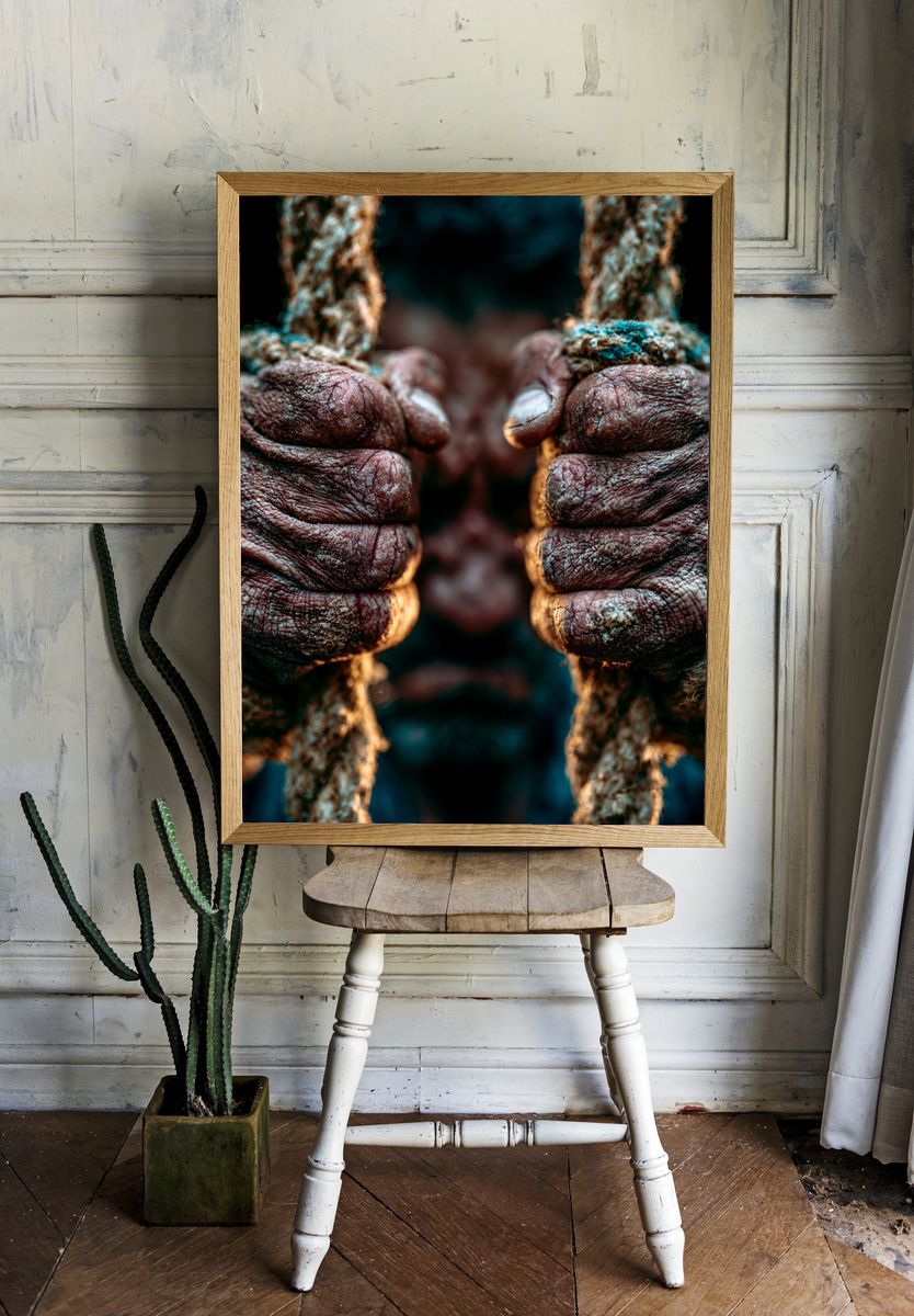 Rope Hands Close-Up Photography Poster. — room view 1