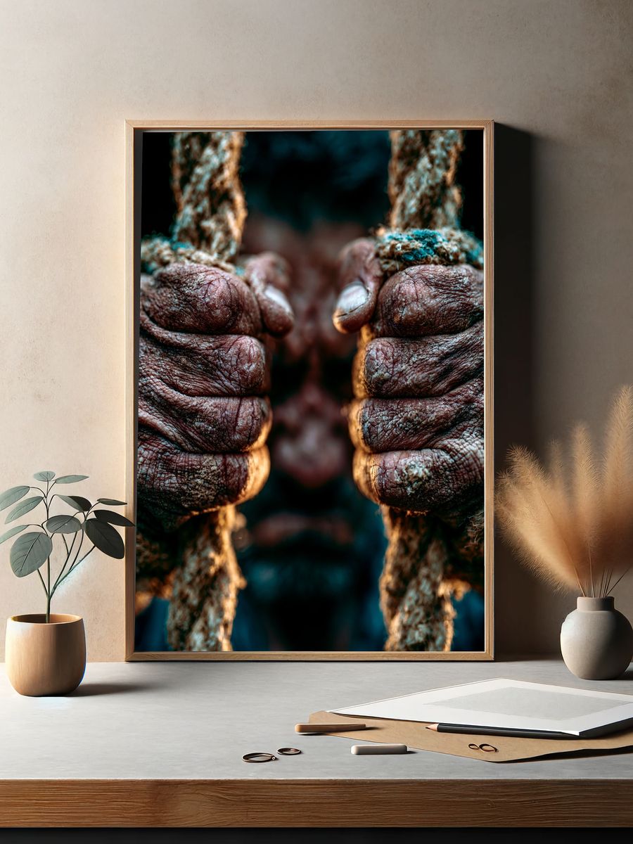 Rope Hands Close-Up Photography Poster. — room view 2