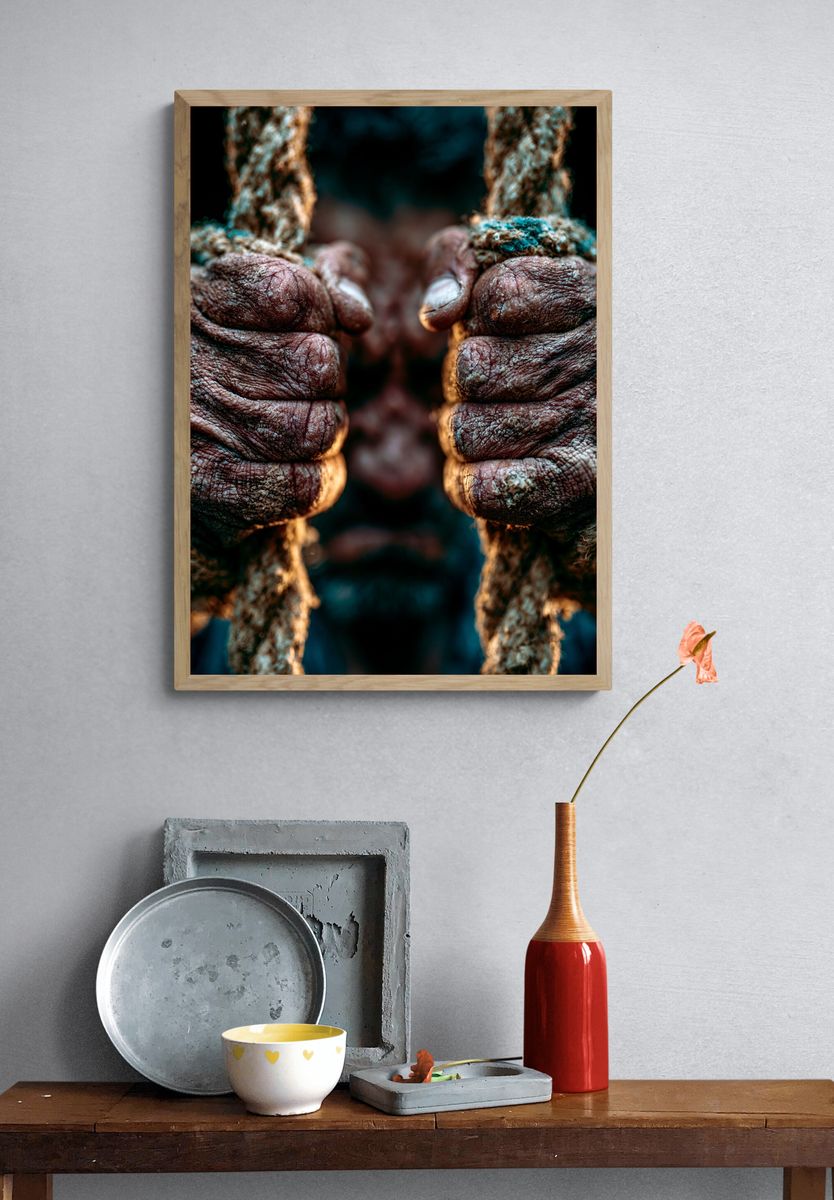 Rope Hands Close-Up Photography Poster. — room view 3
