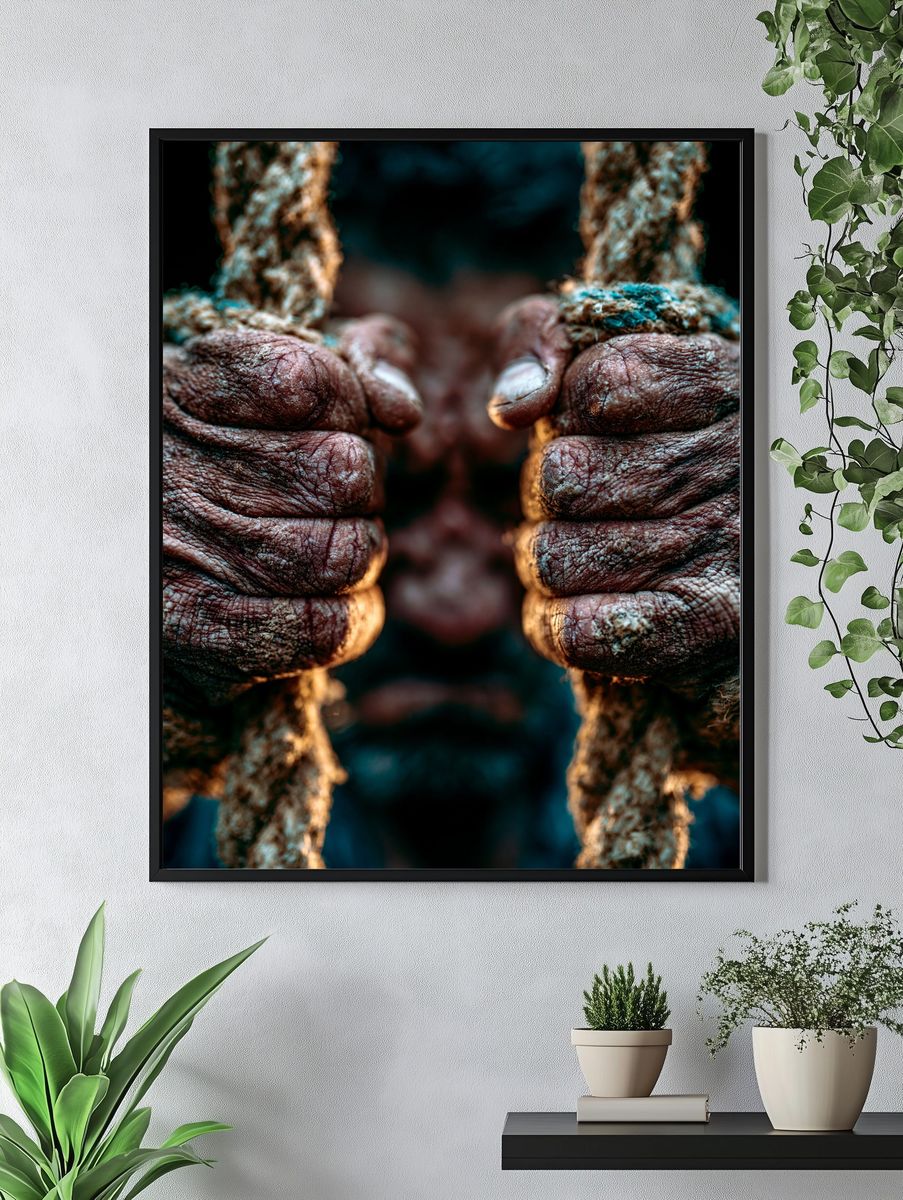 Rope Hands Close-Up Photography Poster. — room view 4