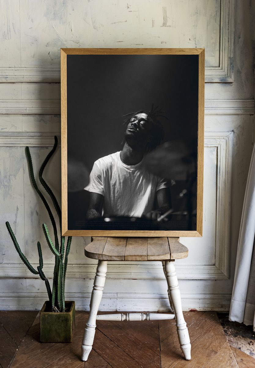 Moody Drummer Portrait Print. room preview