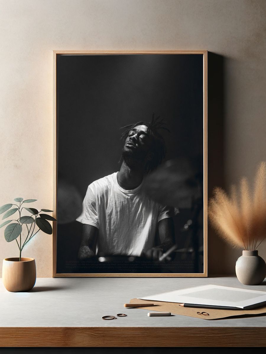 Moody Drummer Portrait Print. — room view 2