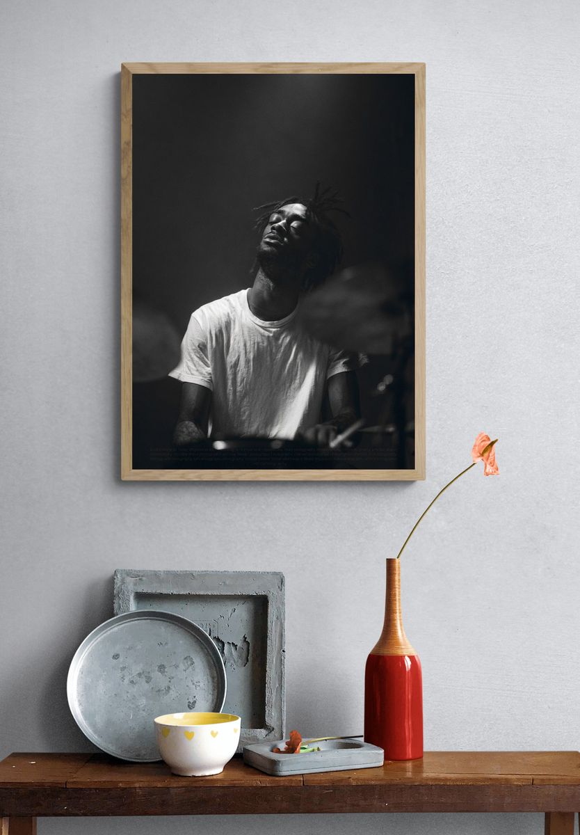 Moody Drummer Portrait Print. — room view 3