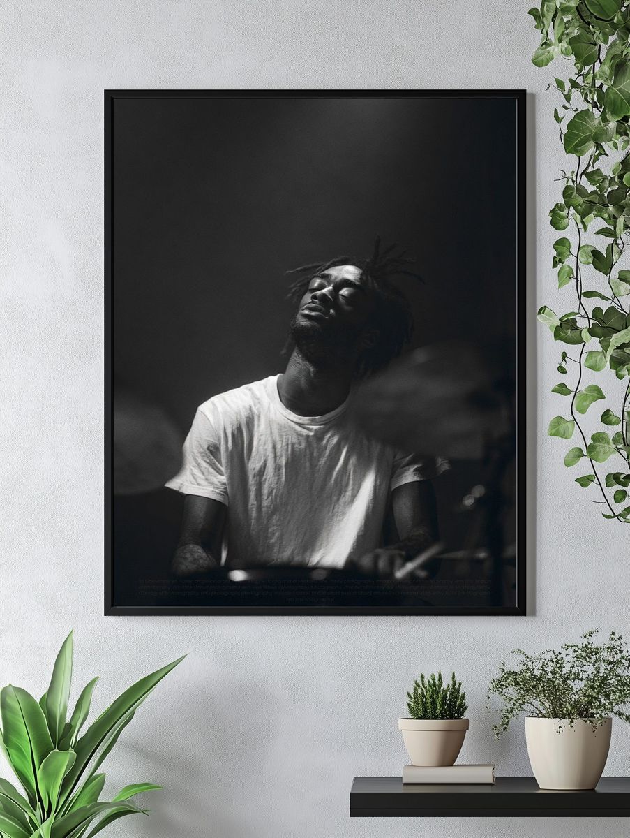 Moody Drummer Portrait Print. — room view 4