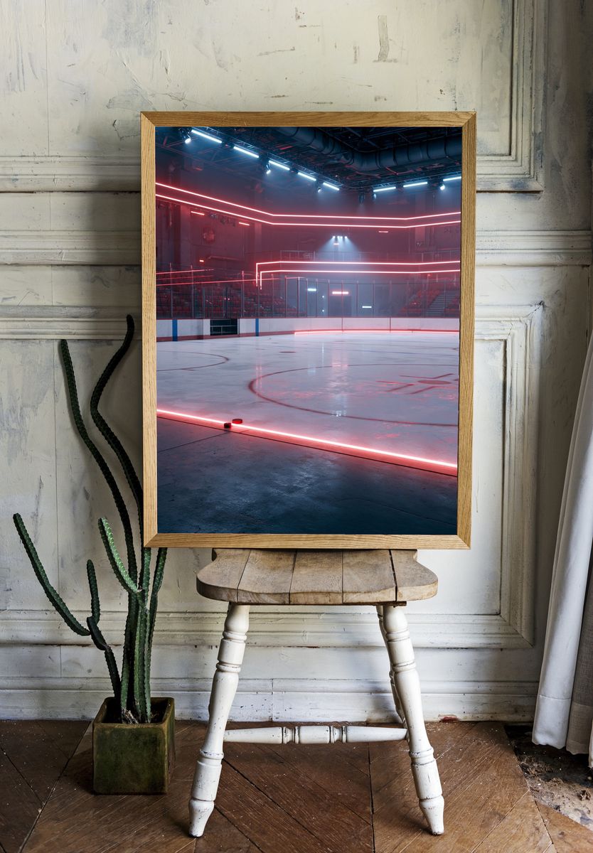 Neon Ice Rink Interior Poster. room preview