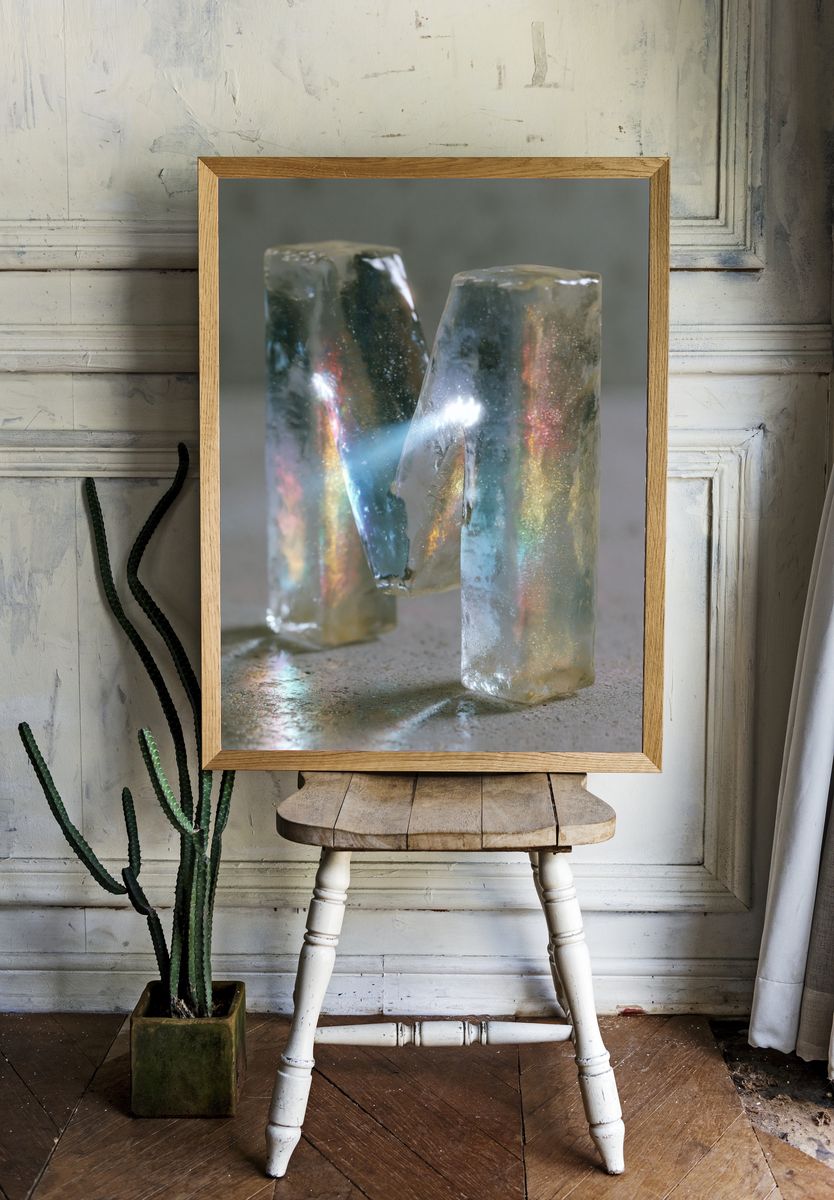 Iridescent Crystal Sculpture Print. room preview