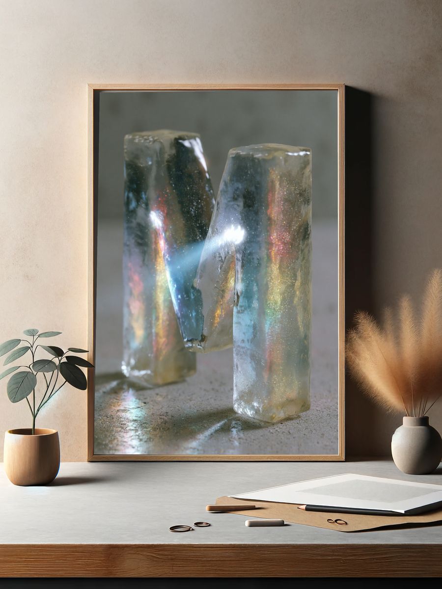 Iridescent Crystal Sculpture Print. — room view 2