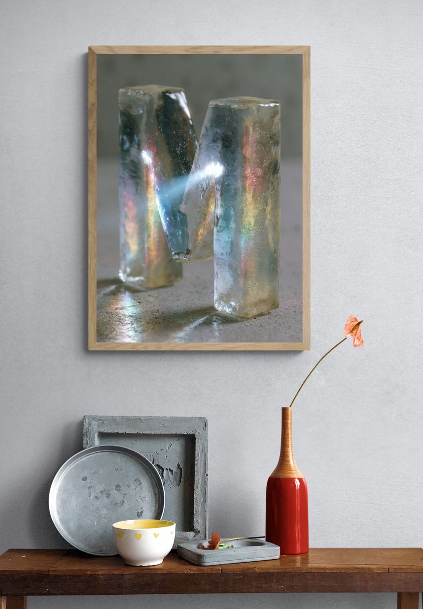 Iridescent Crystal Sculpture Print. — room view 3