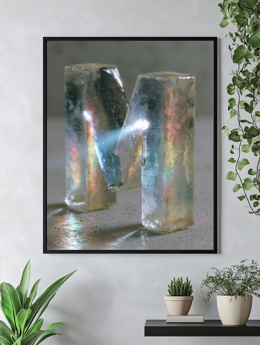 Iridescent Crystal Sculpture Print. — room view 4