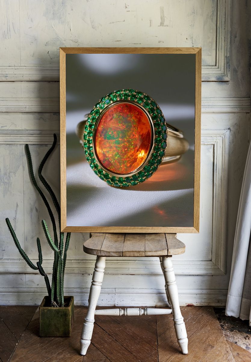 Opal Gemstone Ring Photography Poster. — room view 1