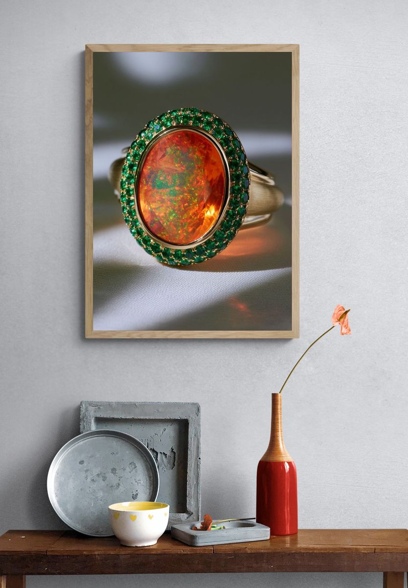 Opal Gemstone Ring Photography Poster. — room view 3