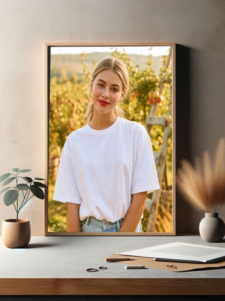 Sunlit Vineyard Portrait Photography Poster. — room view 2