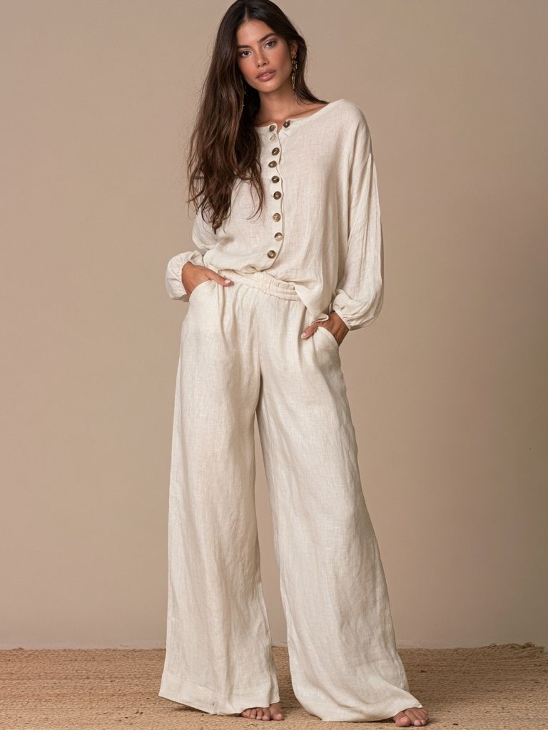 Neutral Linen Fashion Portrait Poster. poster — photography art