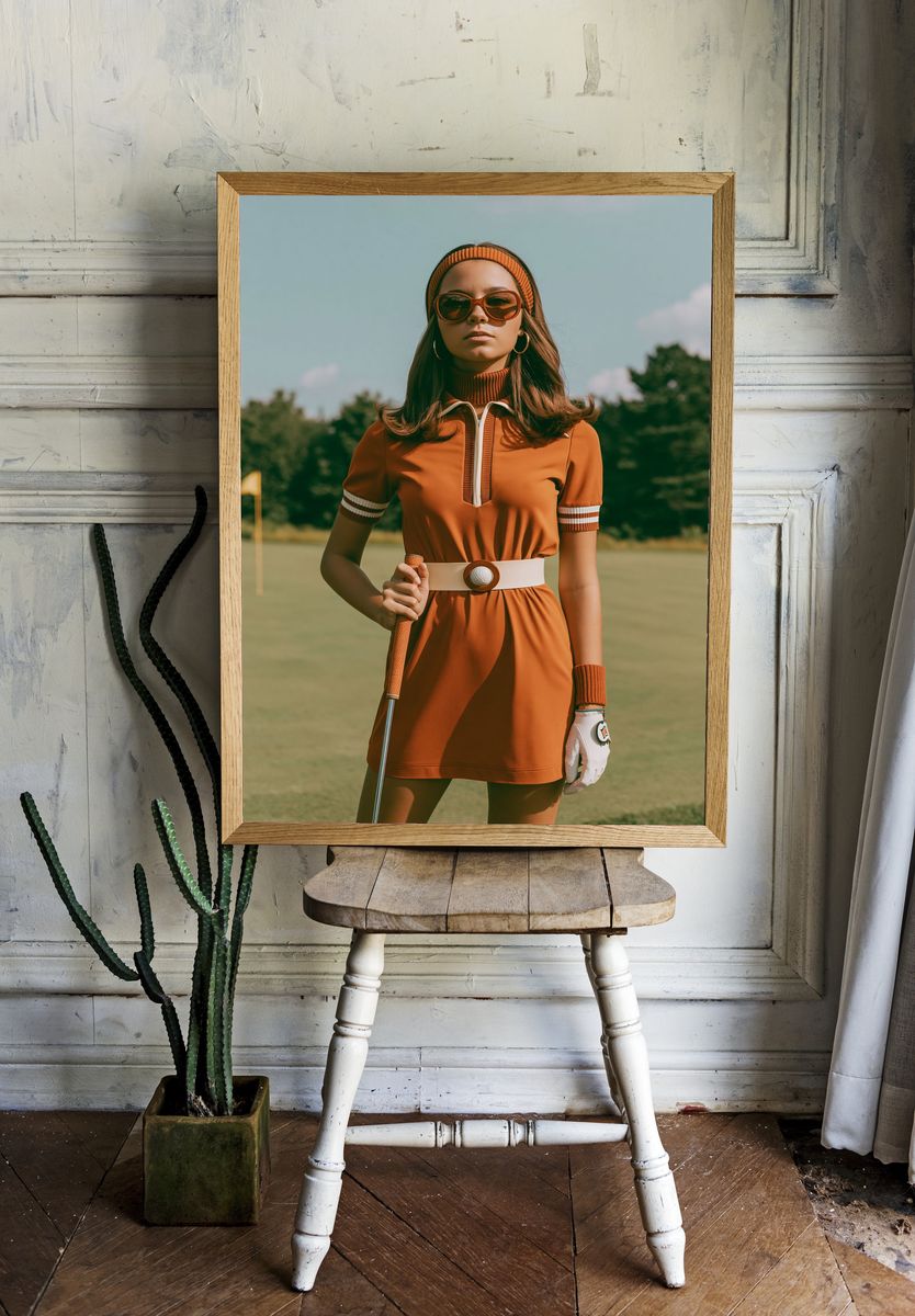 Retro Golf Portrait Print. room preview
