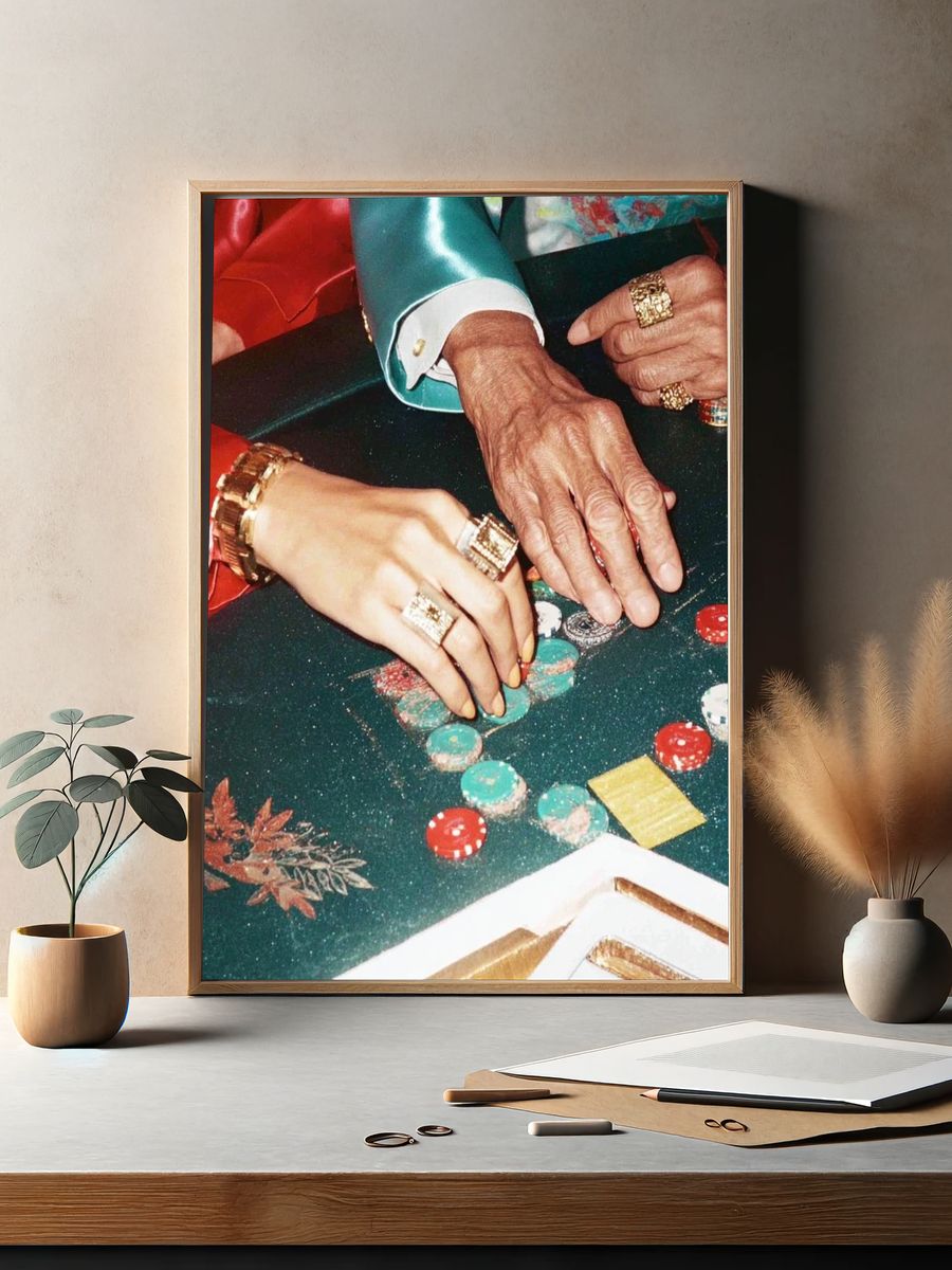 Casino Table Hands Photography Poster. — room view 2