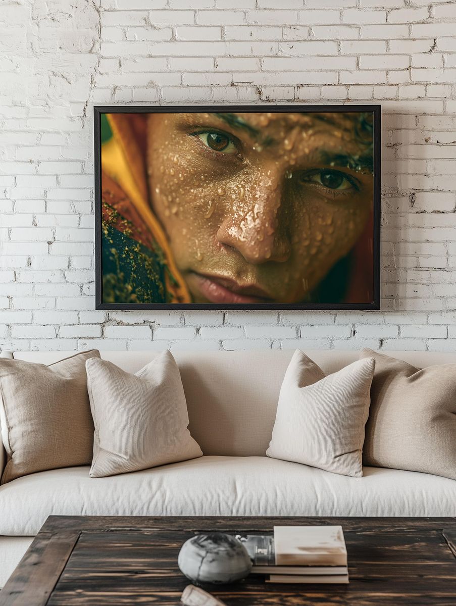 Rain-Drenched Portrait Photography Poster. room preview