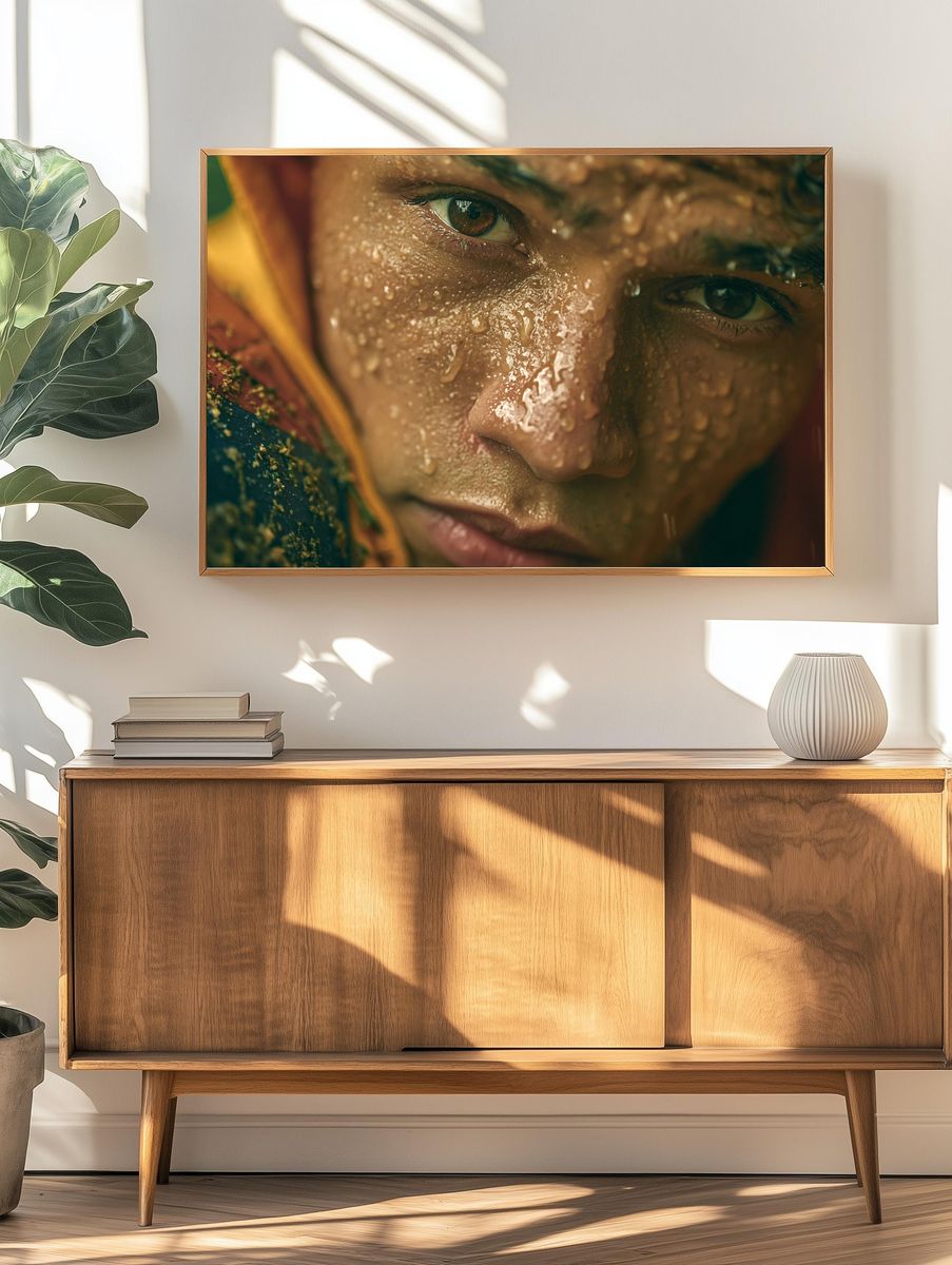 Rain-Drenched Portrait Photography Poster. — room view 3